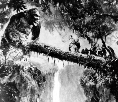 The 1933 version of 'King Kong' displays people's fascination with the idea of giant monkeys and apes. This screenshot is copyrighted by those who own the copyright to the film.