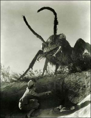 The 1954 b-movie 'Them!' is one of the most famous giant animal movies, about giant ants. This screenshot is copyrighted by those who own the copyright to the film.
